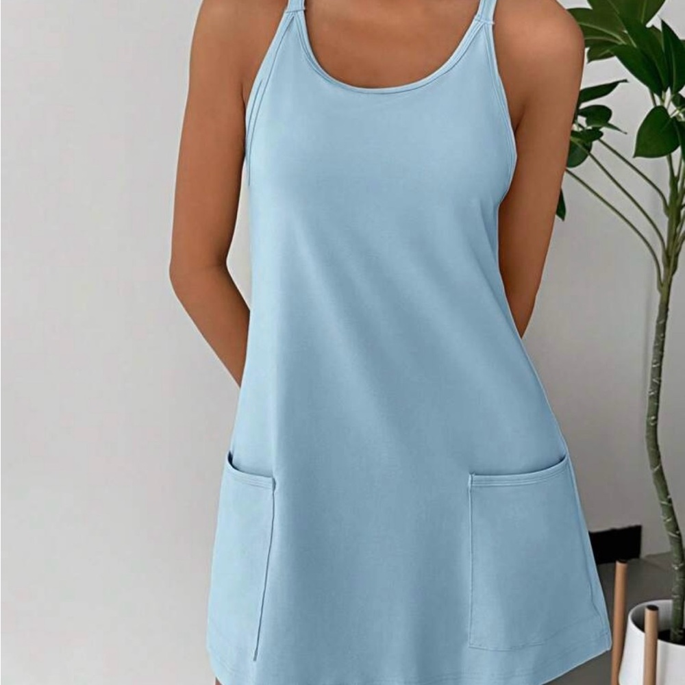SHEIN Light Blue Sleeveless Jumpsuit